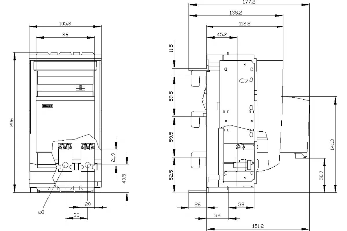 Siemens 3NP1133-1BC11 — Установка на монтажной панели