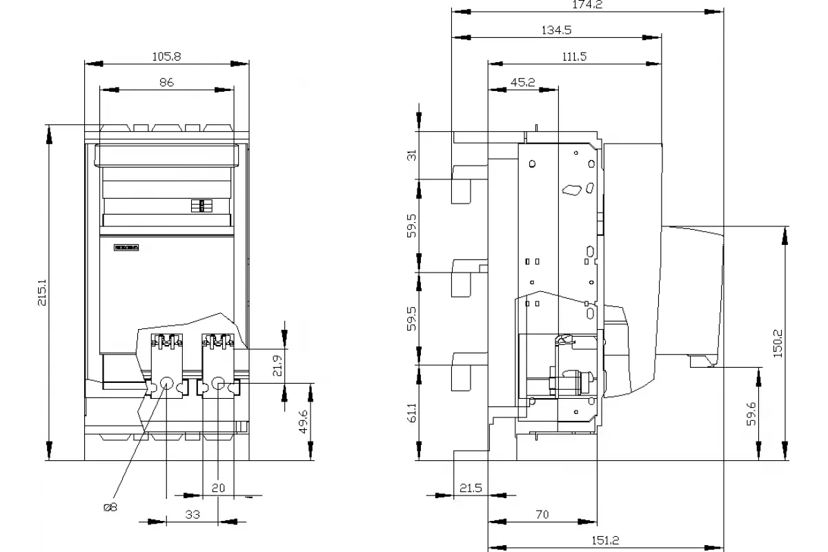 Siemens 3NP1133-1JC10 — Установка на монтажной панели