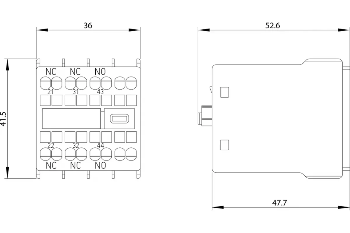 Siemens 3RH2911-2HA12-0KT0 — Вспомогательный выключатель с лицевой стороны