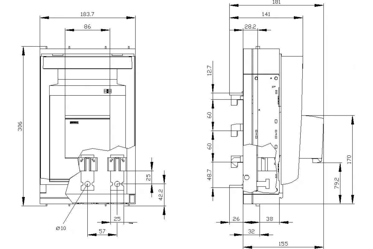 Siemens 3NP1143-1BC12 — Установка на монтажной панели