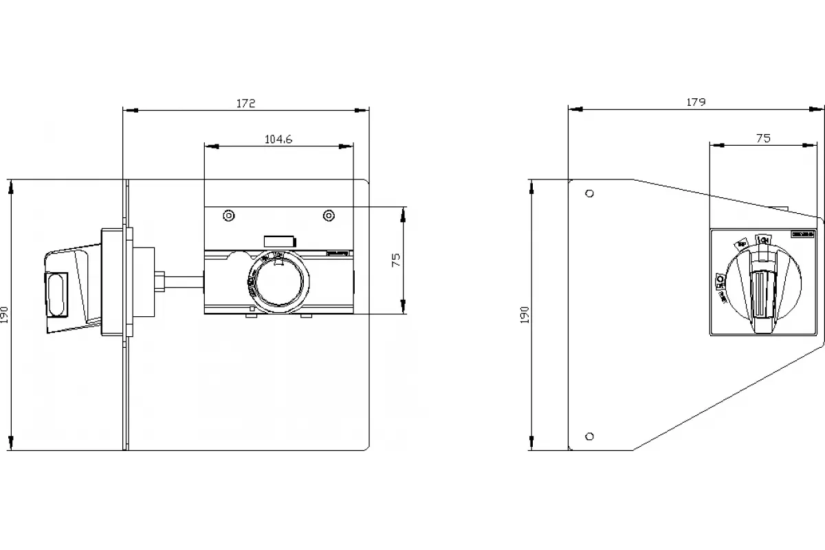 Siemens 3VA9257-0PK15 — Боковой поворотный привод для аварийного отключения мэк