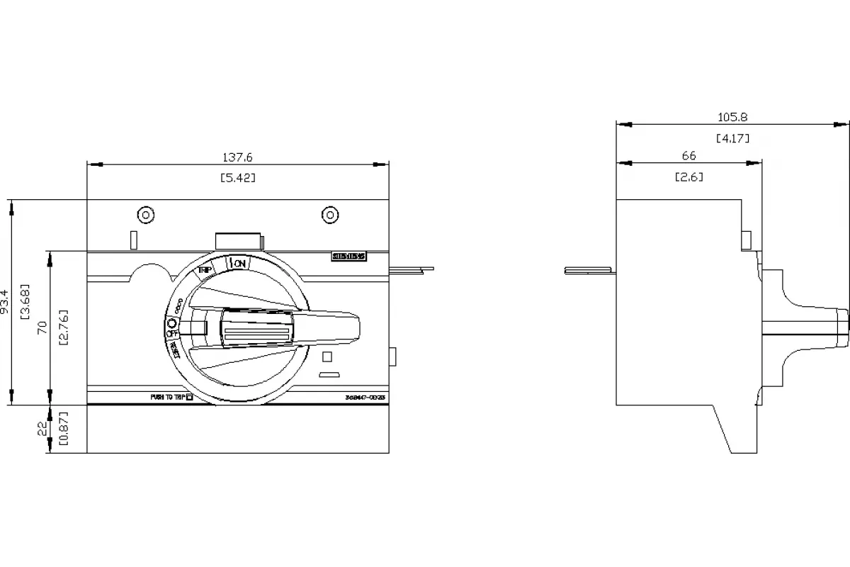 Siemens 3VA9447-0EK31 — Фронтальный поворотный привод стандарт