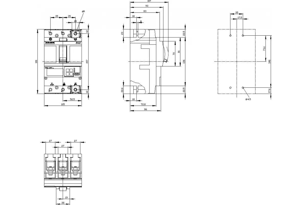 Siemens 3VA2163-8KP46-0AA0 — 3VA автоматические выключатели в литом корпусе до 250 A