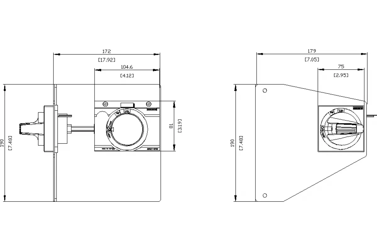 Siemens 3VA9277-0PK55 — Боковой поворотный привод для аварийного отключения мэк