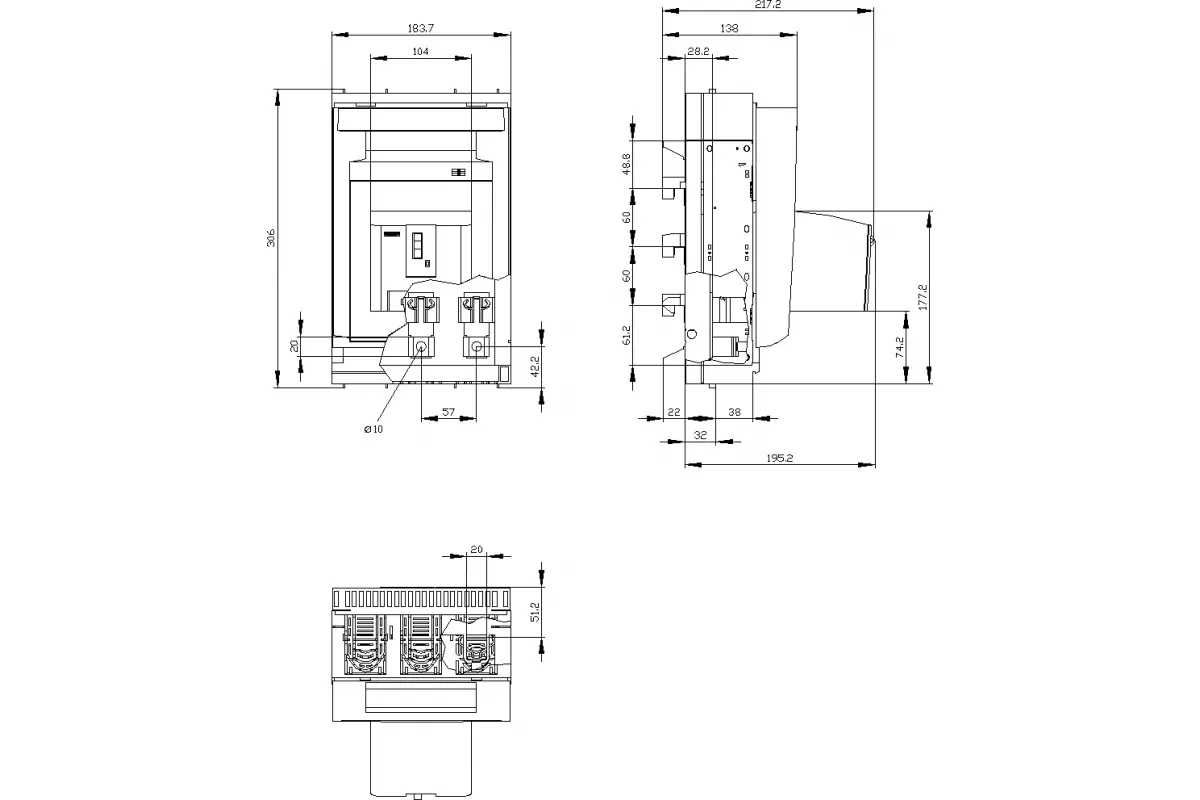 Siemens 3NP1143-1JC20 — Установка на монтажной панели