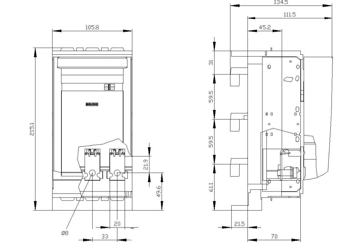 Siemens 3NP1133-1JB22 — Установка на монтажной панели