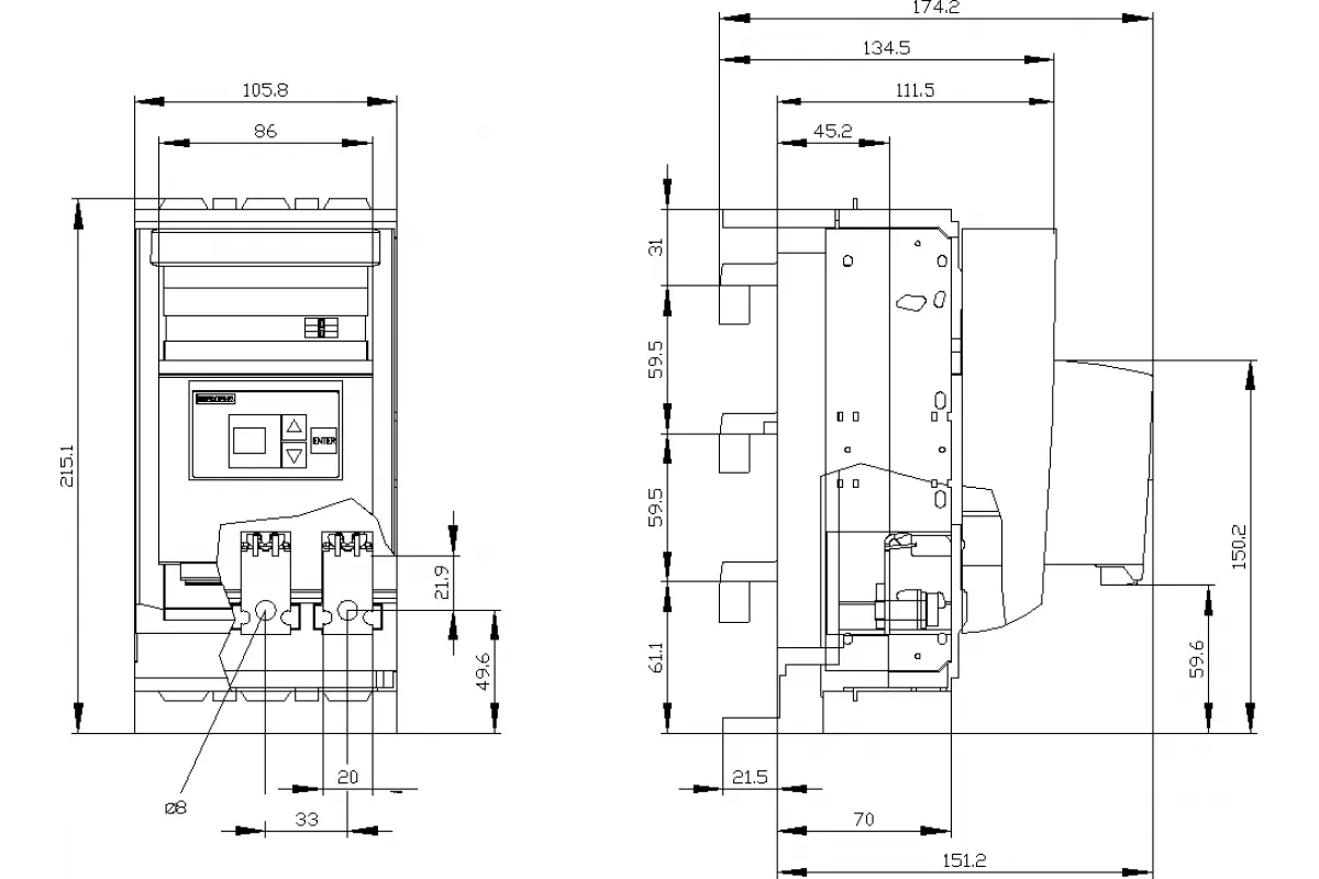 Siemens 3NP1133-1JC11 — Установка на монтажной панели