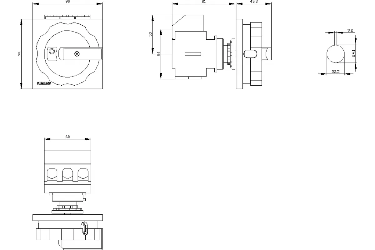 Siemens 3LD2555-0TK53 — Аварийный главный управляющий переключатель