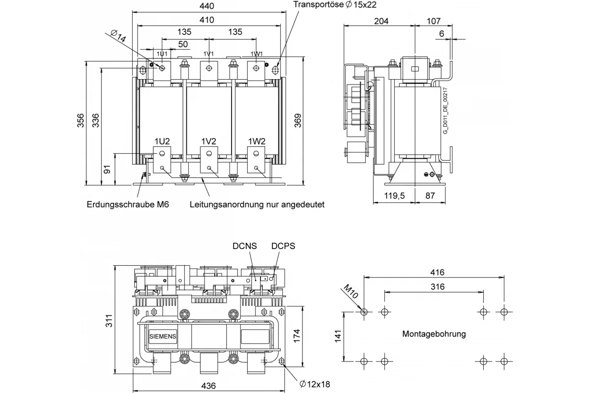 Siemens 6SL3000-2DE35-0EA0 — Sinamics du/dt компактный фильтр интегрированный в шкаф с ограничением перенапряжений