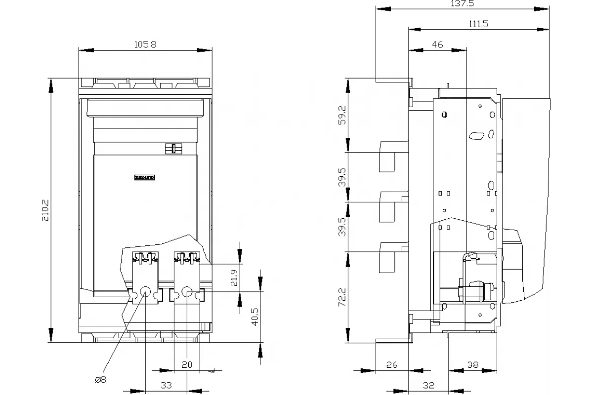 Siemens 3NP1131-1CA10 — Установка на монтажной панели