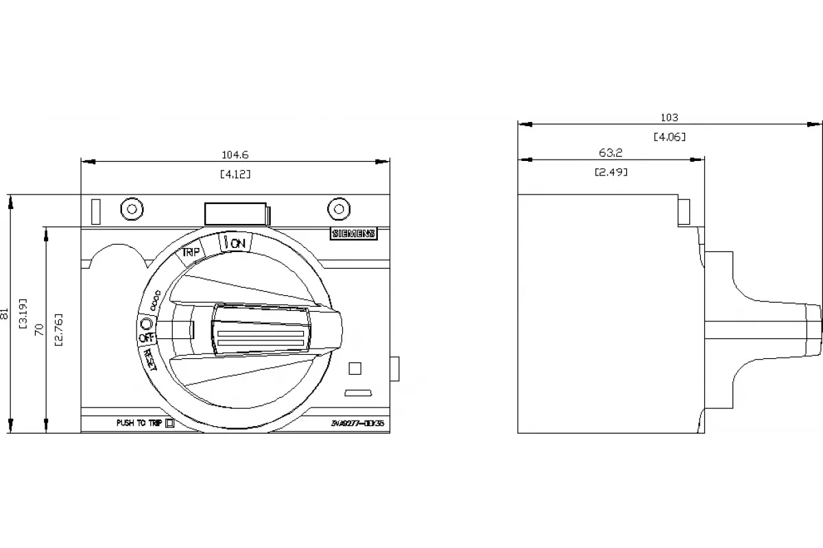 Siemens 3VA9277-0EK33 — Фронтальный поворотный привод стандарт