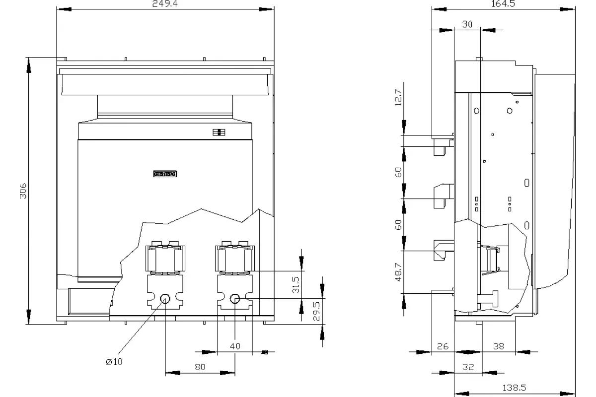 Siemens 3NP1153-1JC22 — Установка на монтажной панели
