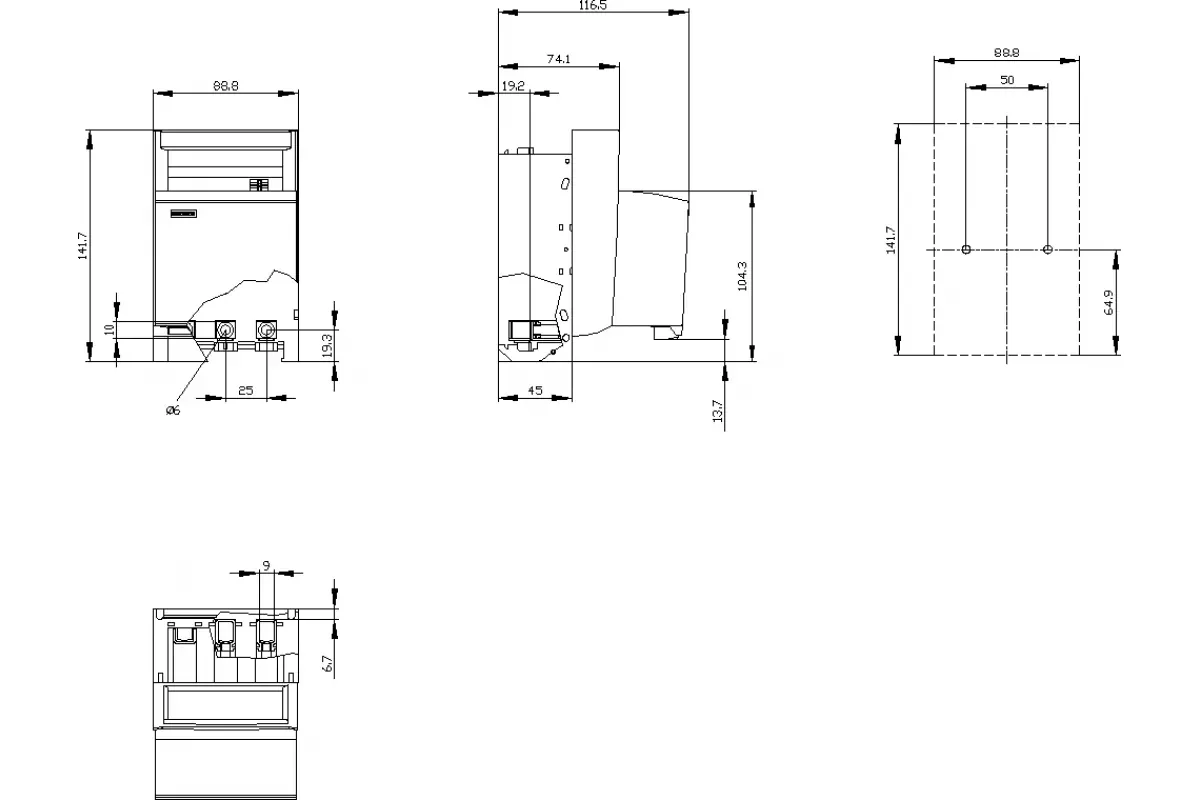 Siemens 3NP1123-1BC23 — Установка на монтажной панели
