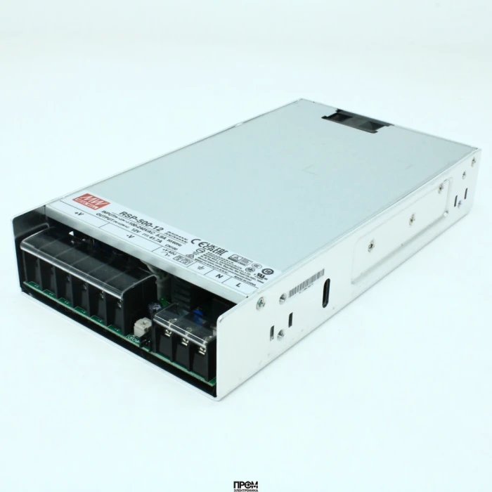 RSP-500-12, AC-DC, 500Вт, ККМ, вход 85…264V AC, 47…63Гц /120…370В DC, выход 12В/41.7A, рег. вых 10…13.2В, изоляция 3000В AC, в корпусе 230х127х41мм, -30…+70°С