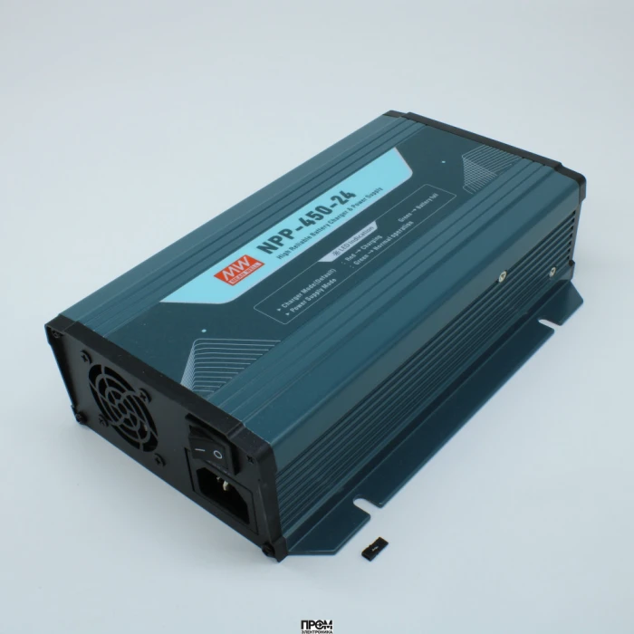 NPP-450-24, AC/DC + зарядное устройство, 28.8V/6.75…13.5A, рег.вых=21…42В, вход 90…264VA C, 47…63Гц /127…370В DC, изоляция 3000В AC, PFC, для свинцовых (обслуживаемых, гелевых, AGM), 3 стадии заряда, 205*135*55мм, -30…+70°С