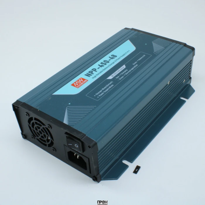 NPP-450-48, AC/DC + зарядное устройство, 57.6V/3.4…6.8A, рег.вых=54…100В, вход 90…264VA C, 47…63Гц /127…370В DC, изоляция 3000В AC, PFC, для свинцовых (обслуживаемых, гелевых, AGM), 3 стадии заряда, 205*135*55мм, -30…+70°С