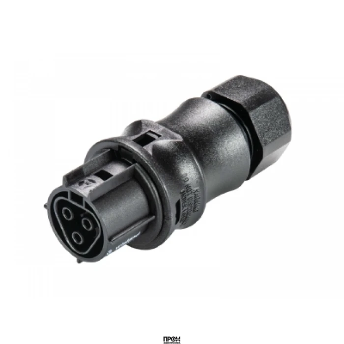 Разъем RST20i3 96.031.0053.1, Розеточный разъем на кабель диам. 6-10 мм, IP68(69k), 3 полюса, пружинная фиксация провода, номинальные характеристики: 250/400V, 20A, цвет: черный, серия RST Classic