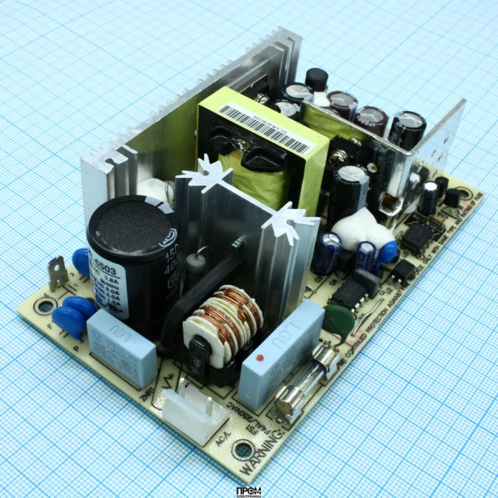 PT-6503, AC-DC, 65Вт, выход1: +3…3,6В/0…7A, выход2: +5В/0,2…10A, выход3: +12В/0…1,2A, максимальная мощность 61.8Вт, вход 90…264V AC, 47…63Гц /127…370В DC, изоляция 3000В AC, открытая плата 127х76х42мм, -10…+60°С