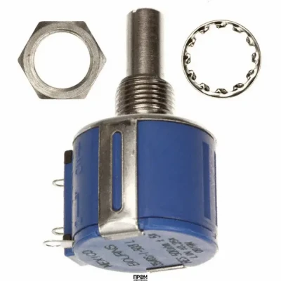 3540S-1-203L, Потенциометр 20кОм 2Вт линейный, вал 6.34мм