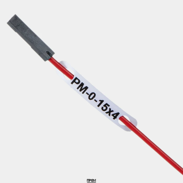 Маркер продеваемый PM-0-15x4 W, Продеваемый маркер, для провода сечением до 1 мм кв., диаметром до 2,6 мм, размер 15х4 мм, цвет белый, в упаковке 3000 маркеров