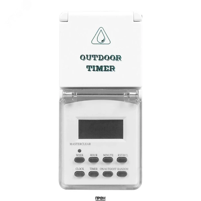 Розетка с таймером (недельная) электронная IP44 16А 3500W 23206, Реле времени, таймер