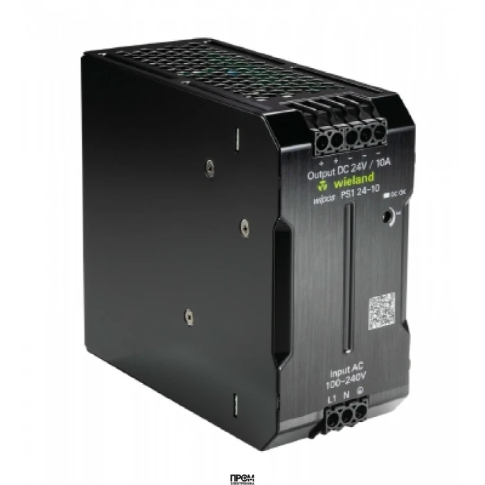 Блок питания WIPOS PS1 24-10, Источник питания, однофазный, 24 V / 10 A, 240 W; диапазон входных напряжений: 85 – 264 V AC, 90 – 350 V DC; габариты (мм): ширина x высота x глубина: 60 x 125 x 150; вес 0,9 кг; монтаж: на DIN рейку, температура окружающей с