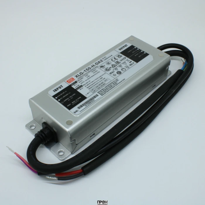 XLG-150-H-DA2, AC-DC, 150Вт, вход 100…305В AC, 47…63Гц/142…431В DC, выход 27…56В/2800мА, рег. вых 1400…4170мА, изоляция 3750В AC, в корпусе 180х63х35.5мм, -40…+90°С, DALI-2 димминг