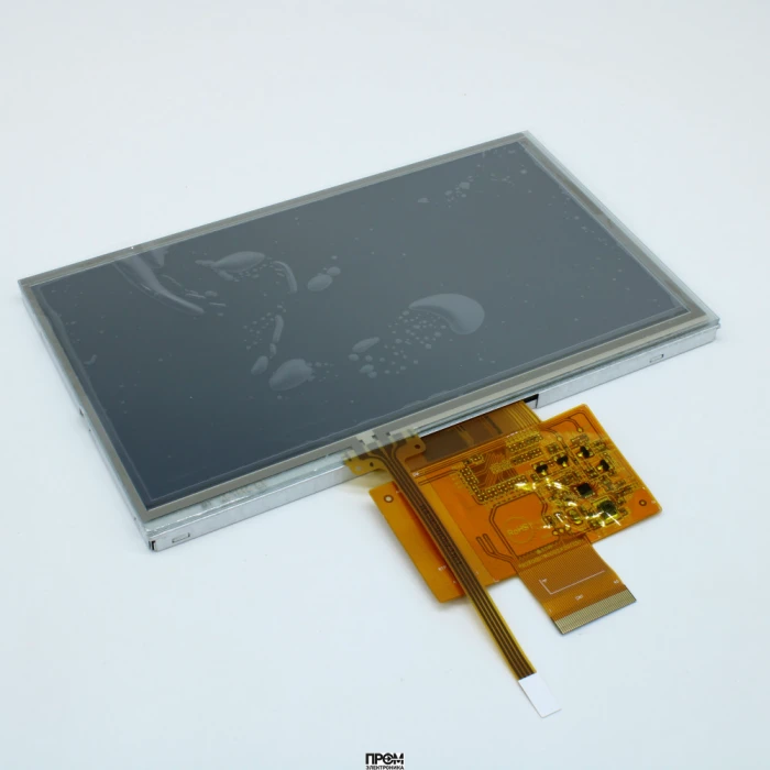 WF70B2TIAGDNT0#, TFT 7.0", 800x480, 16 битный параллельный интерфейс, подсв. LED, яркость 250 cd/m2, контрастность 250:1, драйвер ST5623D, напр. питания 3,0...3,6 В, 12 o'cl, сенсорная панель, -20...+70С