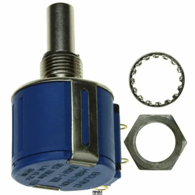 3541H-1-103L, Потенциометр проволочный 10кОм 2Вт линейный, вал 6.34мм