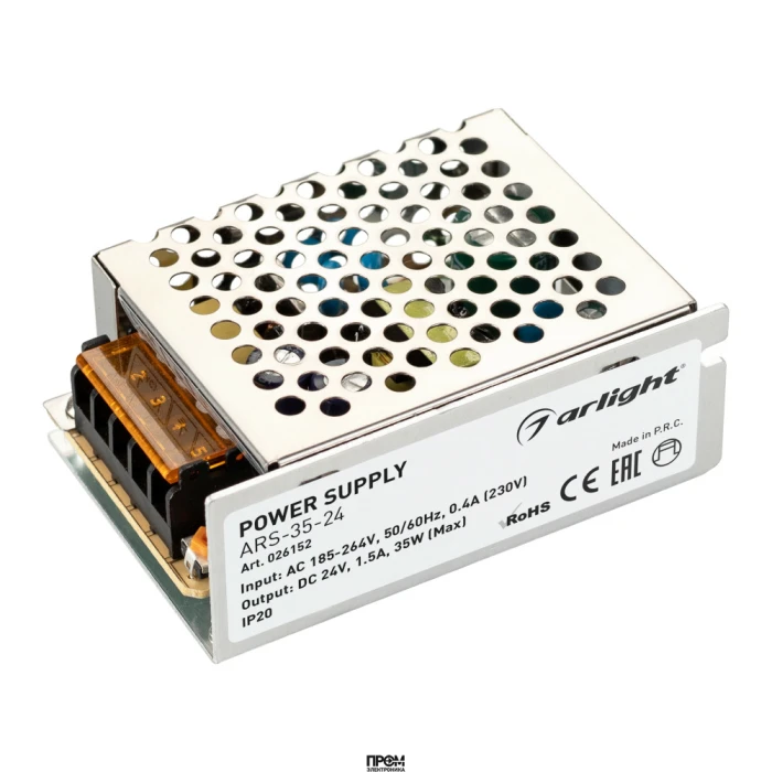 Блок питания ARS-35-24 (24V, 1.5A, 35W) 026152, Преобразователь открытого исполнения