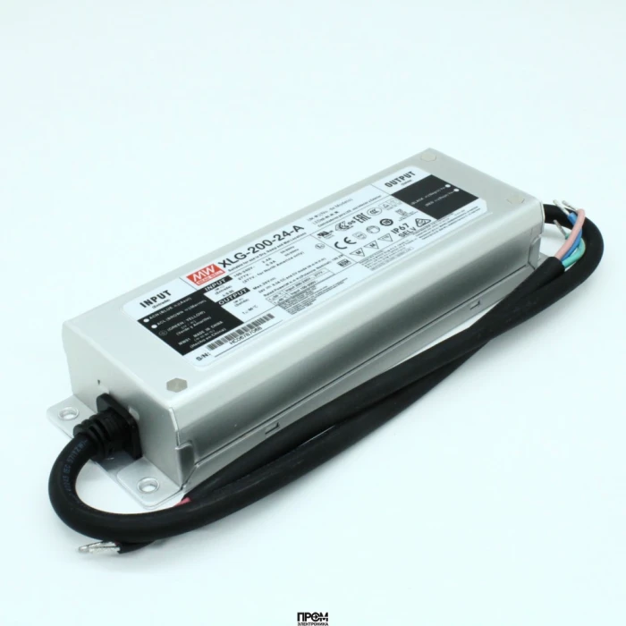 XLG-200-24-A, AC-DC, 192Вт, IP67, вход 90…305В AC, 47…63Гц, ККМ, выход 8.3А/16.8…24В, изоляция 3750В AC, в кожухе 199х63х35.5мм, -40…+90°С (корпус), встр. потенциометр