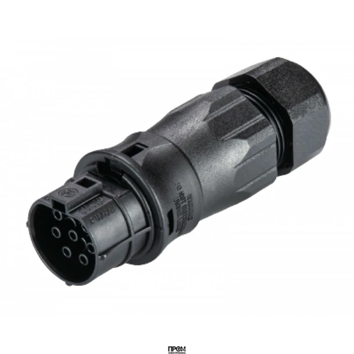 Разъем RST20I7S B1 ZR3 SW, Розеточный разъем на кабель диам. 13-18 мм, IP68(69k), 7 полюсов, винтовая фиксация провода, номинальные характеристики: 250/400V, 20A, цвет: черный, серия RST Classic