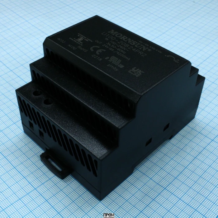 LI100-20B24PR2, Преобразователь AC-DC на DIN-рейку 100Вт, выход 24В/4,2A, вход 85…264V AC, 47…63Гц изоляция 4000В AC -40…+70°С