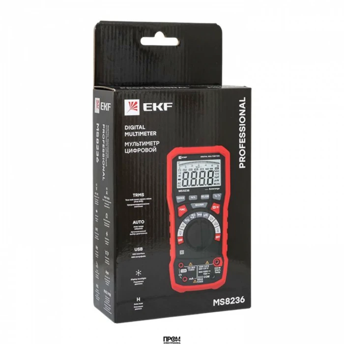 MS8236 Professional In-180701-pm8236, Мультиметр цифровой, серия Professional, с автоматическим выбором режимов и пределов измерений