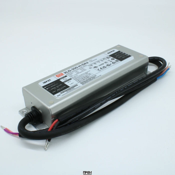 XLG-200-H-DA2, AC-DC, 200Вт, вход 100…305В AC, 47…63Гц/142…431В DC, выход 27…56В/3500мА, рег. вых 1750…5550мА, изоляция 3750В AC, в корпусе 199х63х35.5мм, -40…+90°С, DALI-2 димминг