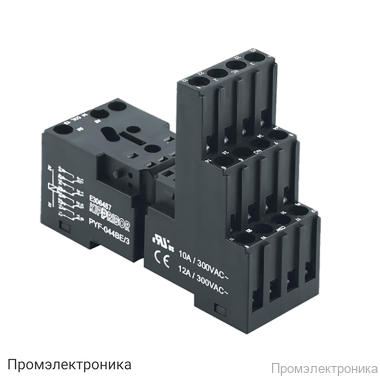 PYF-044BE/3 - 3-ярусная колодка с винтовыми клеммами для 4-конт. реле серии RP, черная