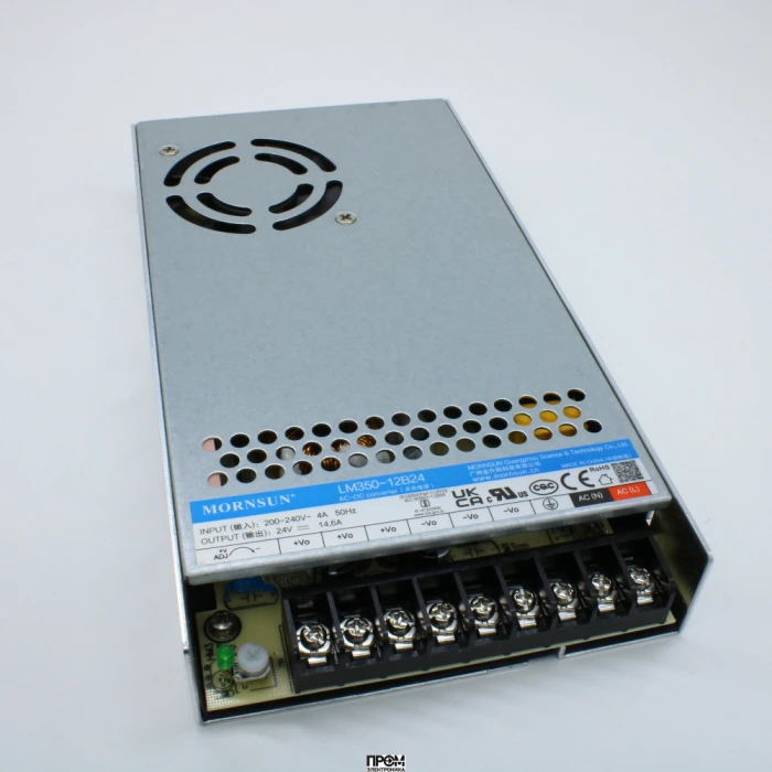 LM350-12B24, Преобразователь AC-DC, 350Вт, вход 176...264В AC 47...53 Гц, выход 24В/146А, КПД 87% в корпусе на шасси, -30...+70°C