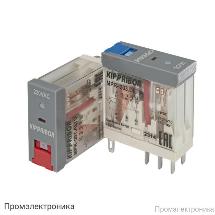 Промежуточное реле KIPPRIBOR серии MPR - в компактном корпусе (2-контактный)