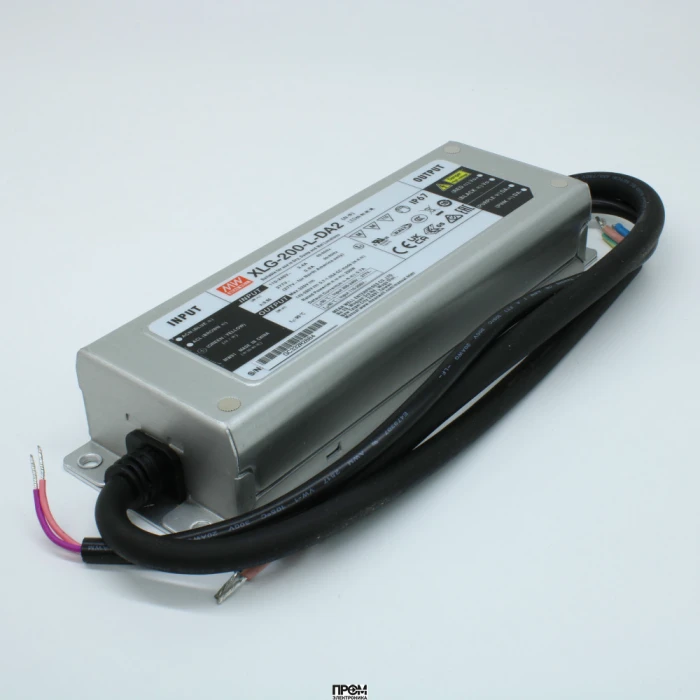 XLG-200-L-DA2, AC-DC, 200Вт, вход 100…305В AC, 47…63Гц/142…431В DC, выход 142…285В/700мА, рег. вых 350…1050мА, изоляция 3750В AC, в корпусе 199х63х35.5мм, -40…+90°С, DALI-2 димминг