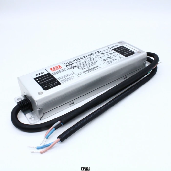 ELG-150-C2100B-3Y, AC-DC, 151.2Вт, IP67, вход 100…305В AC, 47…63Гц/142…431В DC, ККМ, выход 36…72В/2100мА, димминг 3 в 1, изоляция 3750В AC, в кожухе 219х63х35.5, -40…+70°С, провод заземления