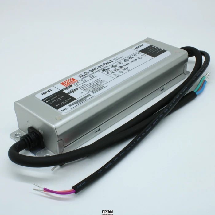 XLG-240-H-DA2, AC-DC, 239.6Вт, вход 100…305В AC, 47…63Гц/142…431В DC, выход 27…56В/4900мА, рег. вых 2400…6660мА, изоляция 3750В AC, в корпусе 219х63х35.5мм, -40…+90°С, DALI-2 димминг