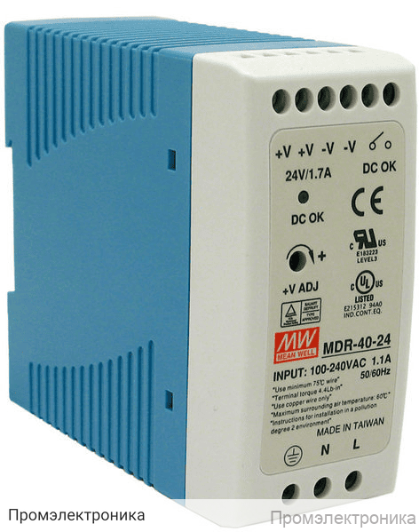 MDR-40-24 - блок питания AC-DC на DIN-рейку 40Вт