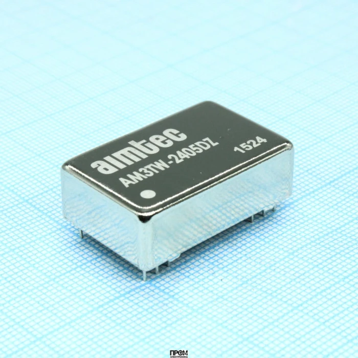 AM3TW-2405DZ, DC/DC, 3Вт, вход 9…36В, выход ±5В/±0.3А, изоляция 1500В DC, КПД 78%, максимальная емкостная нагрузка не более ±220мкФ, DIP24, 31.75x20.32x10.16мм, -40…85°C, металл