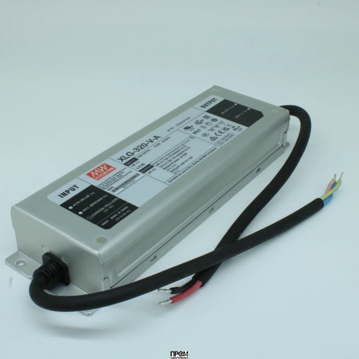 XLG-320-V-A, AC-DC, 216…312Вт, IP67, вход 100…305В AC, 47…63Гц, ККМ, выход 12…24В(рег)/13А(при 24В)…18В(при 12В), изоляция 3750В AC, в кожухе 246х77х39.5мм, -40…+85°С (корпус), встр. потенциометр