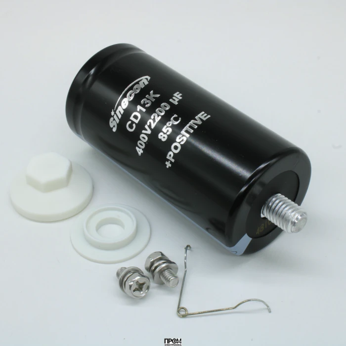 GBK222M2G51A58ZVG7S00, Конденсатор алюминиевый электролитический с выводами под винт 400VDC 2200uF 20% 51*105mm 12000h 9.05A 12000ч 85°C