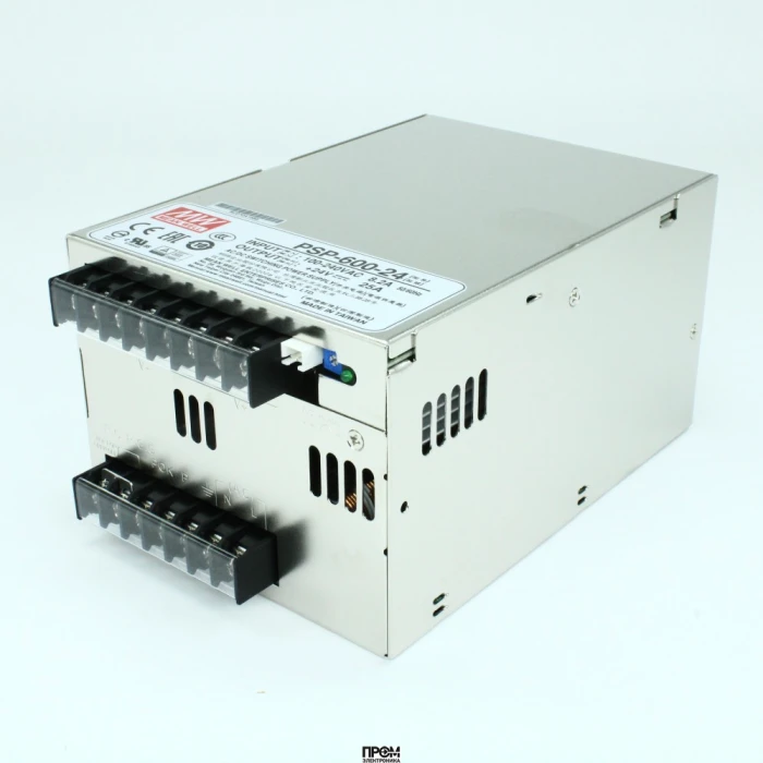 PSP-600-24, AC-DC, 600Вт, вход 90…264V AC, 47…63Гц /120…370В DC, выход 24В/0…25A, рег. вых=±10%Uном, изоляция 3000В AC, в кожухе 170х120х93мм, -20…+60°С