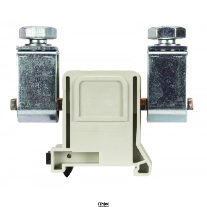 Клемма болтовая RFK 1 / 150 K S35, Сильноточная болтовая клемма, тип фиксации провода: зажим-зажим, номинальное сечение: 150 мм кв., 335A, 1000V, ширина: 42 мм, цвет: серый, тип монтажа: DIN 35