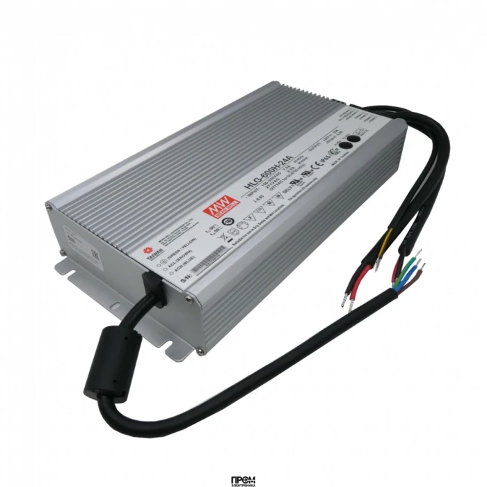 HLG-600H-24A, AC/DC драйвер электропитания светодиодов 600Вт Single 10-Pin