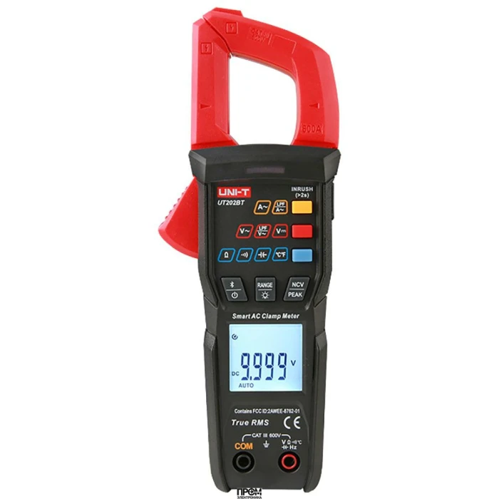 UT202BT, Токоизмерительные клещи, True RMS, 600В, 600А, 100МОм, NCV, Bluetooth, емкость, частота, температура, двойной дисплей