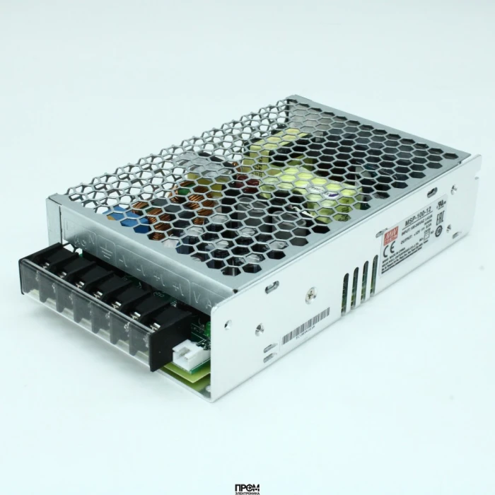 MSP-100-12, AC-DC, med, ККМ, 102Вт, вход 85…264В AC, 47…63Гц /120…370В DC, выход 12В/8.5A, рег. вых 11.4…13.8В, изоляция 4000В AC, в кожухе 159х97х38мм, -40…+60°С